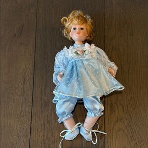 Blue Dress Porcelain Doll